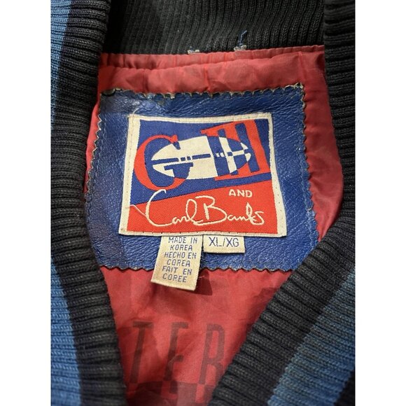 G-III Sports Carl Banks XL New York Giants Leather Quarterback Varsity Jacket VT - Picture 13 of 15